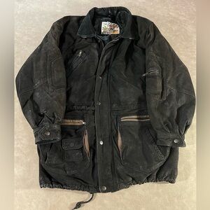 Exploration Black Genuine Leather Multi Zip Jacket‎ Size M